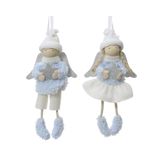 Decoris Kersthanger engel blauw/wit 8x3x16cm polyester