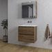 Saniclass Chaci Ensemble de meubles de salle de bain - 60x46x55cm - lavabo en céramique blanc - 1 vasque - sans trou pour robinet - 2 tiroirs - armoire de toilette - noyer