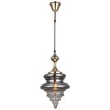 Homemania 8142-01-P01-FG maanhanglamp, kroonluchter, plafondlamp, metaal, glas, goud/rookkleuren, 21,5 x 21,5 x 130 cm, 1 x E27, max. 40 W