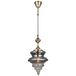 Homemania 8142-01-P01-FG maanhanglamp, kroonluchter, plafondlamp, metaal, glas, goud/rookkleuren, 21,5 x 21,5 x 130 cm, 1 x E27, max. 40 W