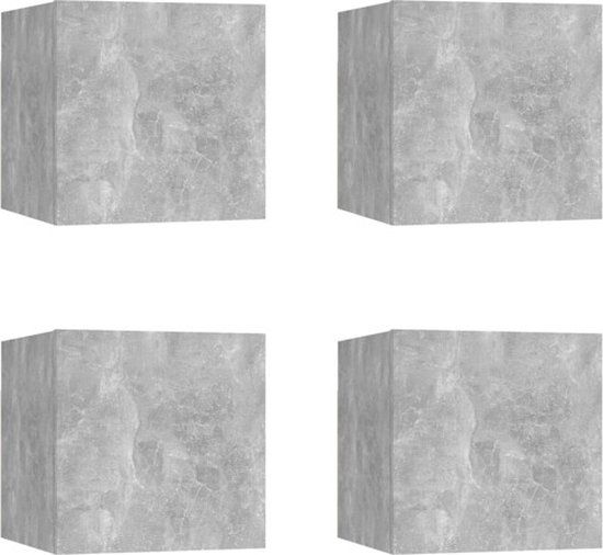 vidaXL Tv-wandmeubelen - Set van 4 - 30,5x30x30 cm - Betongrijs