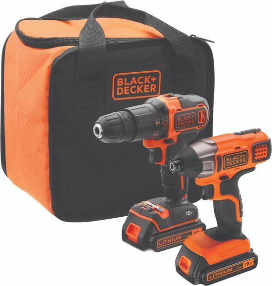 BLACK+DECKER BCK21S2S-QW - Klopboormachine - 18V - 2x 1.5Ah Accu - Incl. Koffer