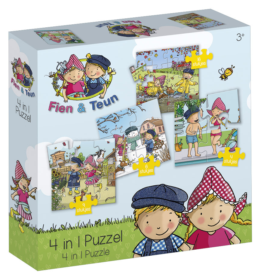 Bambolino Fien & Teun 4in1 puzzelset - 4+6+9+16 stukjes - kinderpuzzel