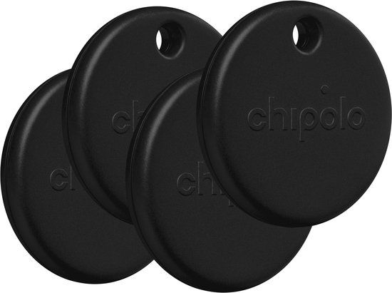 Chipolo Pop - Bluetooth Tracker - 4 Pack - Zwart - Werkt met Apple Find My & Android Find My Device