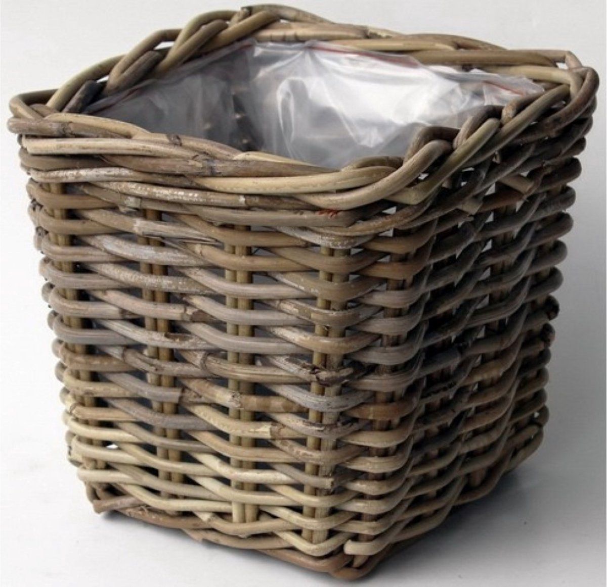 Van der Leeden Bloembak Bak Rotan Antique Grey 33X33H30 cm
