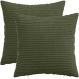 vidaXL - Kussensloop - 2 stuks - HEERLEN - Groen - 50 x 50 cm - corduroy