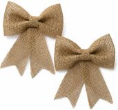 Decoris Kerst decoratie strikjes - op clip - 2x st - 15 x 17 cm - jute