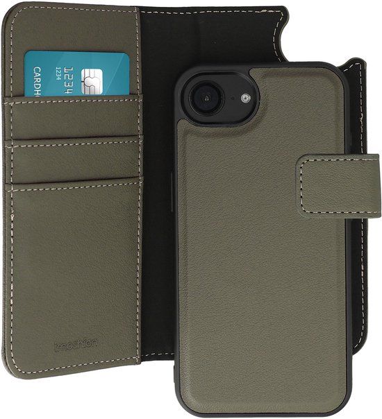 imoshion Hoesje - Geschikt voor Apple iPhone 17e / 16e - Uitneembare 2-in-1 Luxe Bookcase - Groen