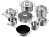 Happyment Marlito Pannenset - 14 delig - Inox met Glazen Deksels - Vaatwasserbestendig