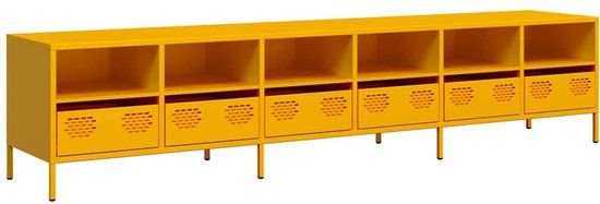 vidaXL Tv-meubel 202x39x43,5 cm koudgewalst staal mosterdgeel