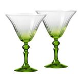 KROSNO Martiniglazen met lichtgroene steel | Set van 2, 170 ml | Bubble Celebration Moments collectie | Loodvrij kristal | Ideaal cadeau