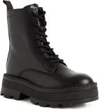Tamaris Dames Enkellaarsje 1-25238-47 001 Zwart Leer/Synthetisch Blokhak Ritssluiting/Veters 41 EU