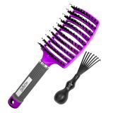 BellaLine - Anti-klit Haarborstel - Curved - Paars