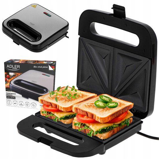 NONE Adler AD 3076 - Tosti-ijzer - 1000W - Driehoekige Platen
