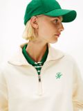 Tommy Hilfiger Dames TH SCRIPT HALF ZIP TERRY SWTSHRT WW0WW49470 Sweatshirt met halve ritssluiting, Beige (Calico), XL