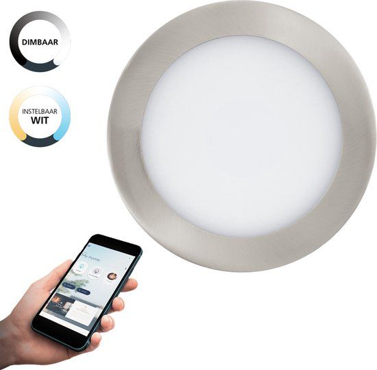 EGLO connect.z Fueva-Z Smart Inbouwlamp - Ø 16,5 cm - Grijs - Dimbaar - Zigbee