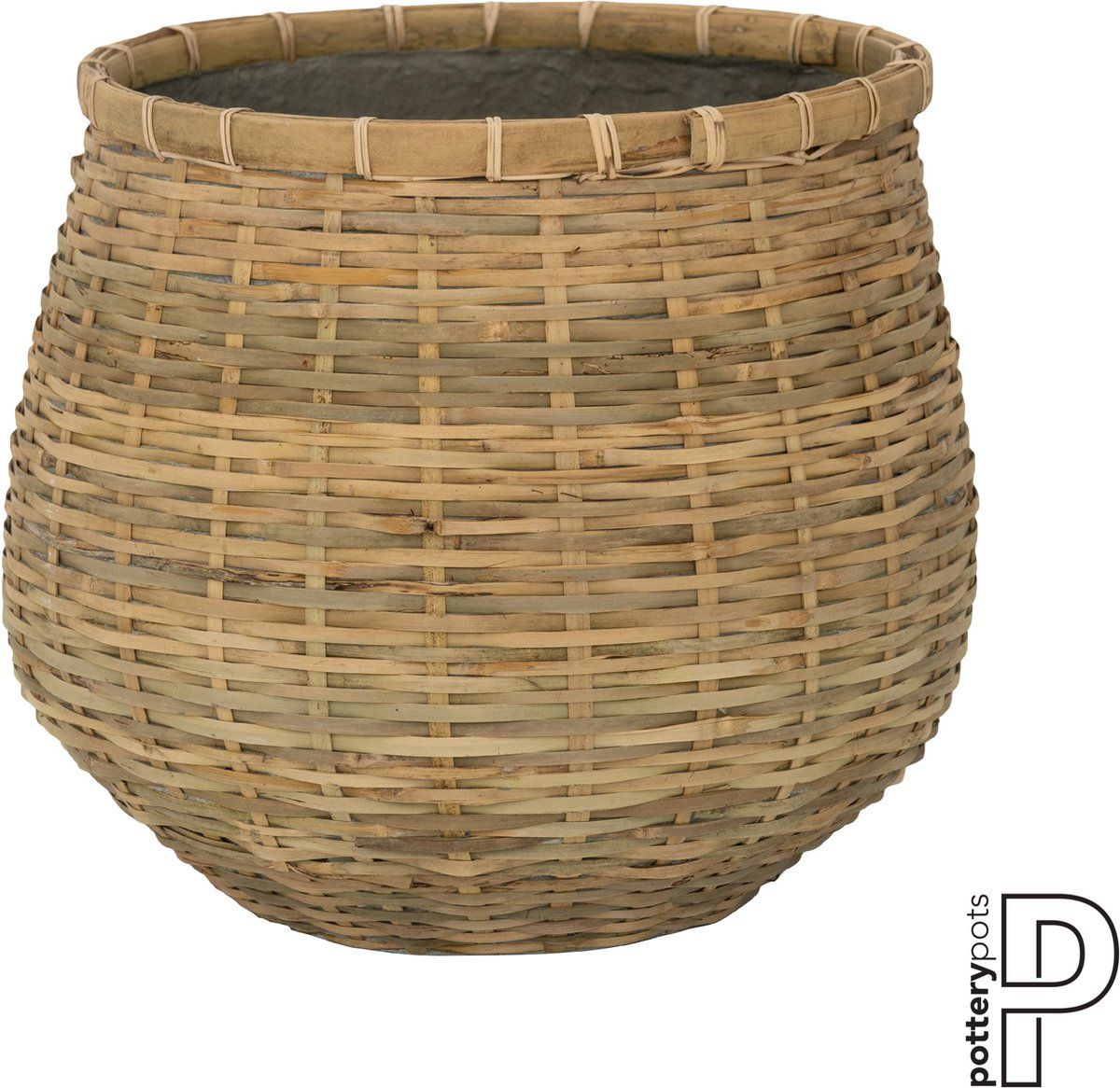 PotteryPots Bloempot-Plantenbak Cement-Bamboe D 35 cm H 30 cm