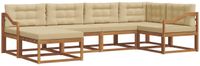 vidaXL Buiten bank set 6 st Natuurlijk en Beige