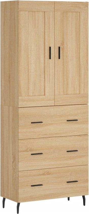 vidaXL Hoge kast 69,5x34x180 cm bewerkt hout sonoma eikenkleurig