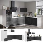 Vicco Hoekkeuken Fame-Line, Anthrazit-Gold Landhaus/Wit, 287 x 207 cm