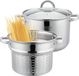 Klausberg Kookpan met pasta inzetpan - 24 cm - 7.5 liter - RVS