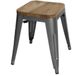 Bolero Stalen Kruk Met Houten Zitting - Grijs (4 Stuks)