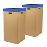 Only Boxes Papiermand van karton, vuilnisemmer met deksel, kleur blauw, afmetingen 34,2 x 34,2 x 68 cm, verpakking van 2 stuks