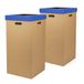 Only Boxes Papiermand van karton, vuilnisemmer met deksel, kleur blauw, afmetingen 34,2 x 34,2 x 68 cm, verpakking van 2 stuks