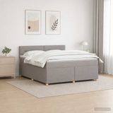 vidaXL Boxspringbed met matras en hoofdeinde Taupe 180 x 200 cm Stof
