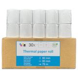 30 rollen thermisch papier 80 x 80 x 12 voor kassa en ticketprinter, rol thermisch papier, 55 g, BPA-vrij, thermisch papier voor kassa, printer weegschaal