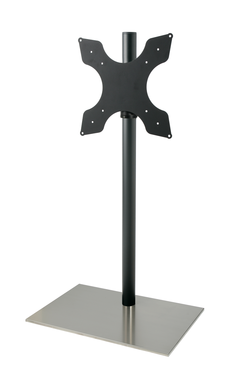 Cavus zwarte vloerstandaard met RVS voet voor TV s tot 50 inch - 150 cm hoog