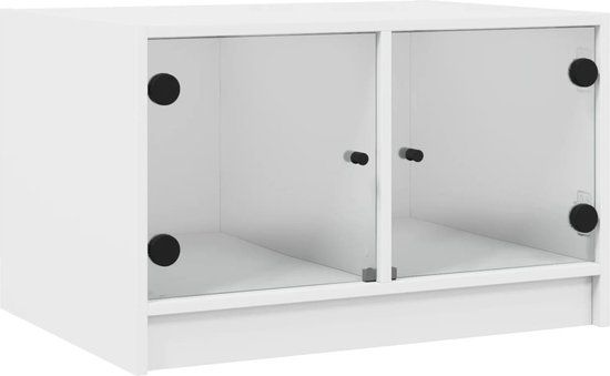 vidaXL Salontafel met glazen deuren 68x50x42 cm wit