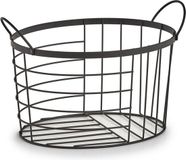 Zeller Industriele draadmand/opbergmand ovaal - zwart - metaal - 35 x 23,5 x 23 cm