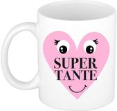 Bellatio Decorations Cadeau koffie/thee mok voor Tante - roze - Super Tante - keramiek - 300 ml