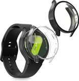 kwmobile 2x smartwatch hoes geschikt voor Samsung Galaxy Watch 7 44mm hoesje - Siliconen sporthorloge cover - Activity tracker case in transparant / zwart