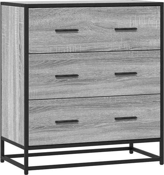 vidaXL Dressoir 68x35x76 cm bewerkt hout en metaal grijs sonoma