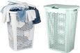 Panier à linge - avec couvercle - 2x - blanc et vert - 50 litres - 61 x 43 cm