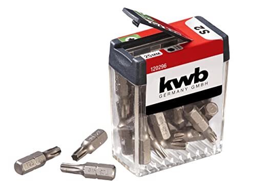kwb T25-Bit dispenser - 25-delige bitset, speciaal voor torx-schroeven, 25 mm lengte, C 6.3 vorm en 1/4" diameter met zeskantschacht