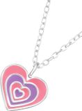 X Jewellery MAXTE Kinder Hart Ketting van 925 Sterling Zilver - Roze & Paarse Hanger met Emaille - 39 cm