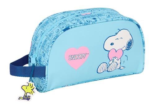 SNOOPY LOVE Grote toilettas voor kinderen, aanpasbaar aan de wagen, ideaal voor kinderen van 5 tot 14 jaar, comfortabel en veelzijdig, kwaliteit en duurzaamheid, 26 x 16 x 9 cm, Lichtblauw, M, casual