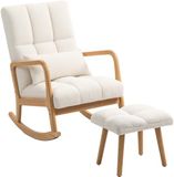 Homcom Schommelstoelset Polyester, Rubberhout 64,5L x 82B x 99H cm Wit