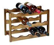 WENKO Wijnrek Mod. Fondi van massief acaciahout voor 12 flessen op 3 niveaus hoogwaardige afwerking rustiek design afmetingen 42 x 28 x 21 cm bruin