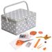 Hobby Gift Exclusieve voorgevulde knutseldoos met 94-delige naaiset inbegrepen, 18,5 x 25,5 x 14,5 cm, grijze stippen
