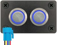 ProRide Interrupteur à bouton-poussoir métallique 220V OFF-(ON) - Panneau encastré double - 19mm - IP67 - Indicateur LED Bleu
