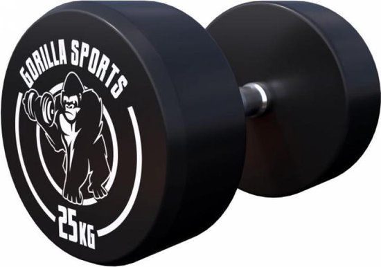 Gorilla Sports Dumbbell - 25 kg - Black - Cast Iron