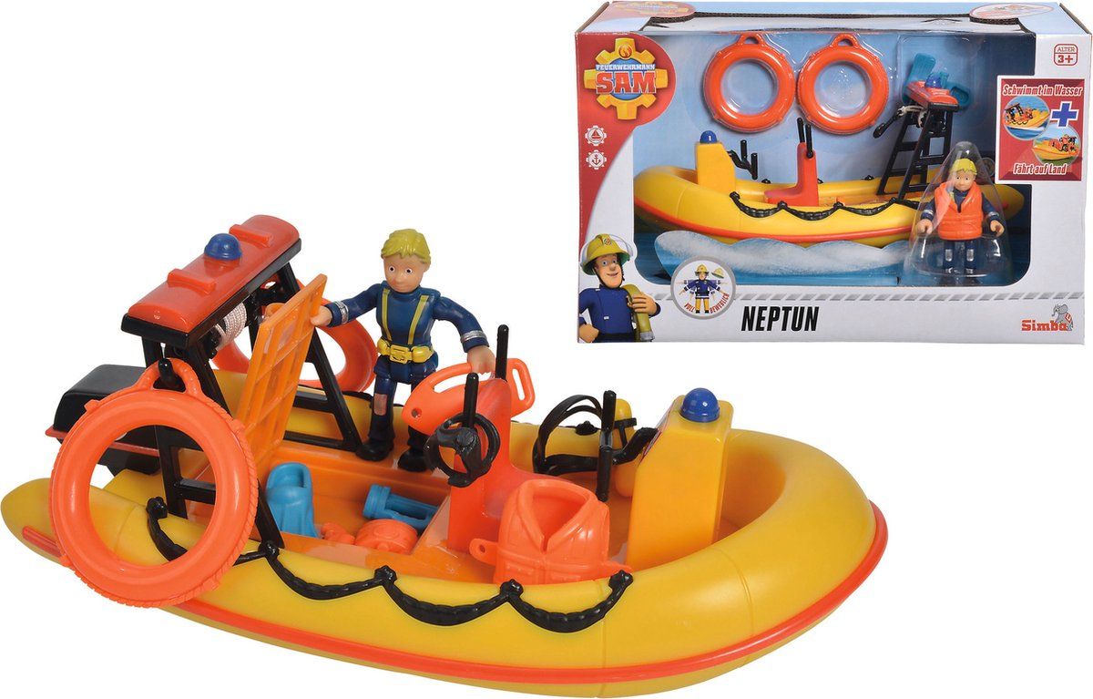 Simba Brandweerman Sam Neptune, Boat incl. Figuur - Speelgoedvoertuig