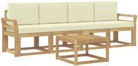 vidaXL Acacia Hout Bank Loungeset 4-zits Wit en Crèmekleurig