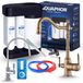 Aquaphor Morion Ro100S installation osmose inverse avec robinet trois voies Ari Retro 2, laiton antique, réservoir 5 litres, filtre à eau potable 375 litres/jour