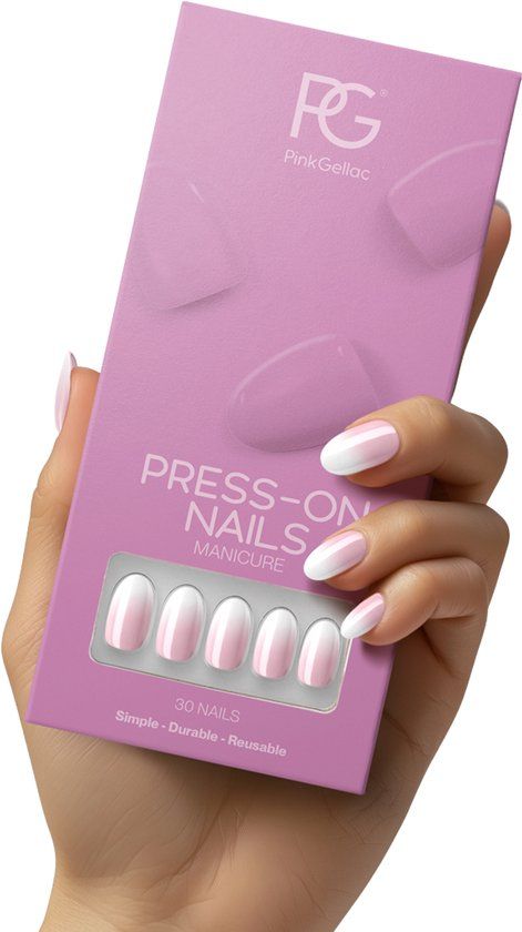 Pink Gellac Press On Nails - 2002 Babyboom Bliss - Round Medium