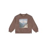 Daily7 oversized sweater met print - bruin